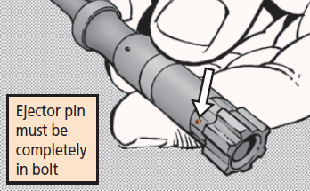 Ejector pin must be completely in bolt
